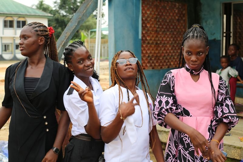 Pupils dressed up and posing together on Career Day